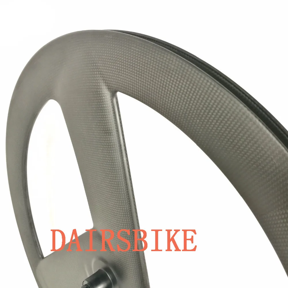Excellent carbon wheel 3 spokes sheel 700c Fixed Gear Tri spoke carbon wheels 3k 23mm width carbon road and track wheels 0