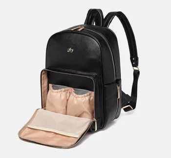 

AimaBaby daily leather diaper bag multi-function large capacity backpack maternity nappy shoulder bag with changing pad travel