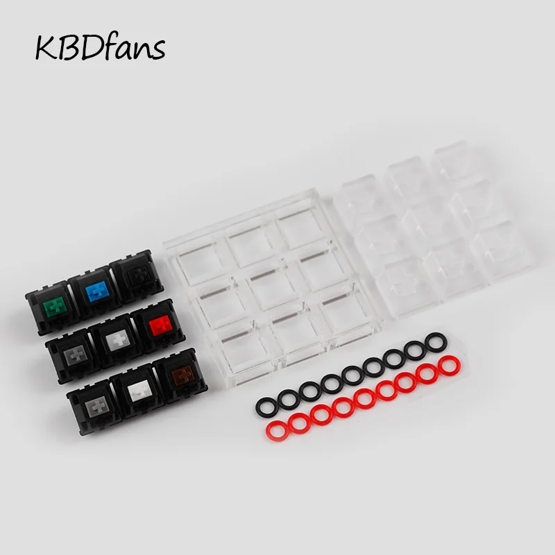 9 Cherry MX Switches Keyboard Tester Kit Clear Keycaps Sampler PCB