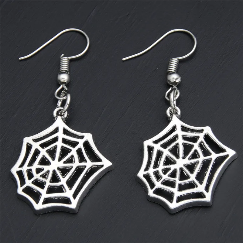 1pair Vintage Skull Spider Spider Web Earring Jewelry Gift For Women ...