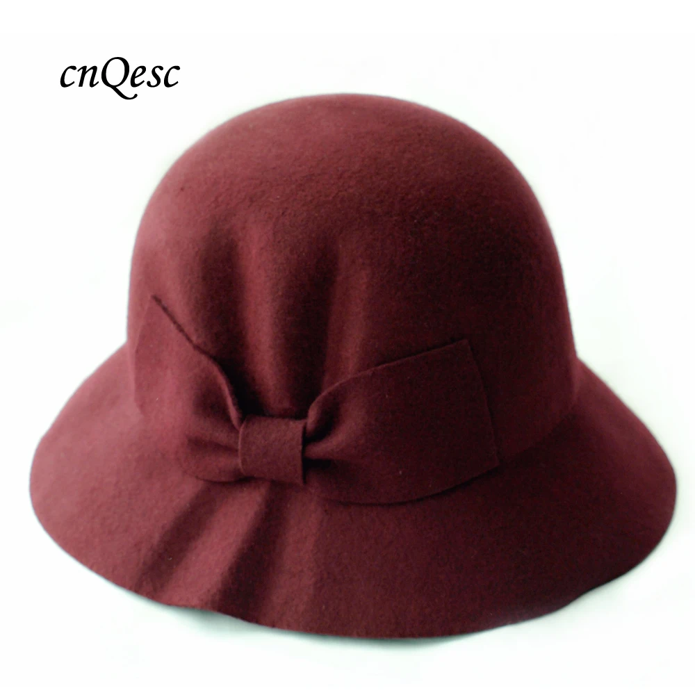 Новая высококачественная теплая зимняя шапка из шерсти с фетровым бантом, лучший выбор для зимы/церкви/вечерние. серый, черный, бежевый, винный, коричневый