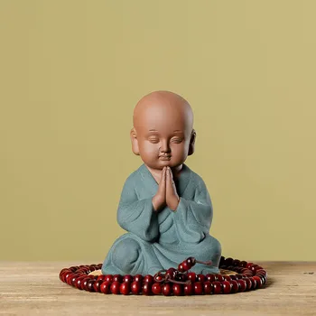 

Zen Purple sand Little monk Ornaments Creativity Ceramic crafts Bookcase display Home Decorations