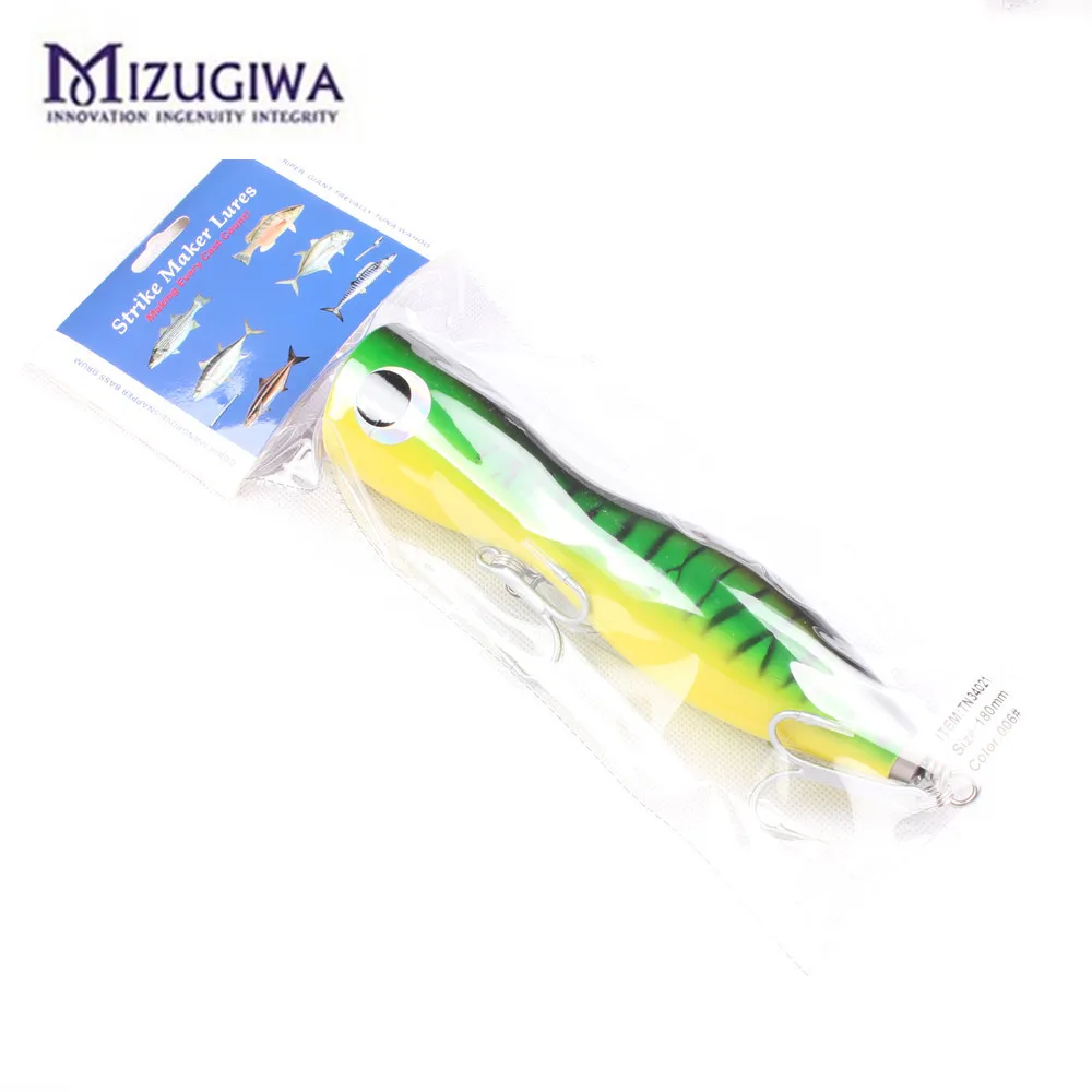 MIZUGIWA GT деревянный Поппер " 4 унции Topwater приманка для серфинга рыболовные заглушки для морской воды морская приманка Striper GT Tuna - Цвет: Color 1