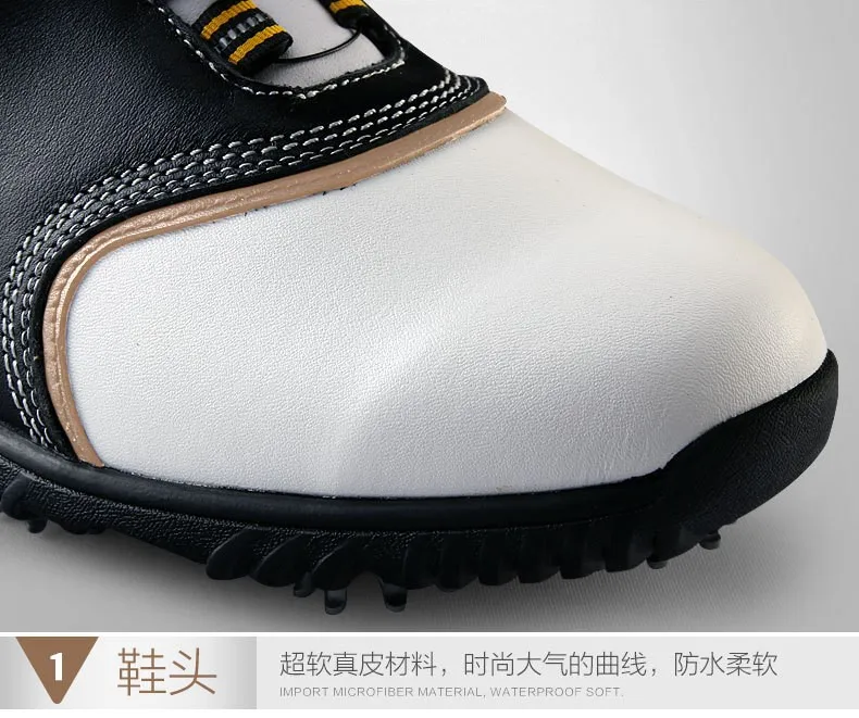 Pgm Новинка, мужские туфли для гольфа, первый слой кожи, для деятельности, для ногтей, Автоматическое вращение, шнурки, водонепроницаемые, супер-волоконная ткань