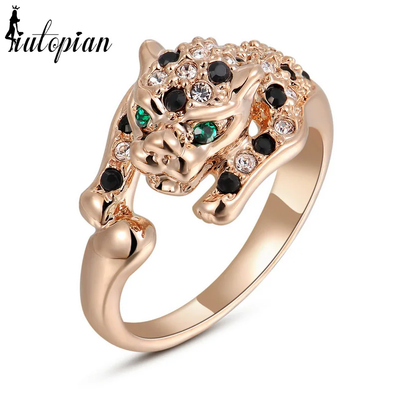 

Italina Unique Leopard Series Ring For Women With Austrian Crystal Stellux Party Jewelry #RG91207