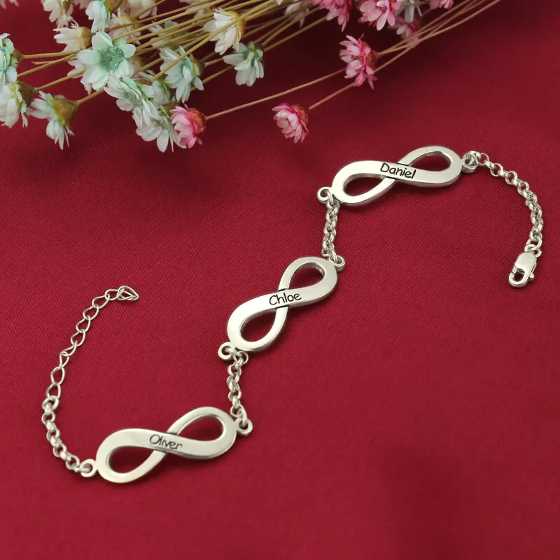 Ailin Personalized Infinity Name Bracelet In Silver Custom Triple Ailin Personalized Infinity Name Bracelet In Silver Custom Triple Sign Family With Multiple Names For Mom Strand Bracelets From Jewelry