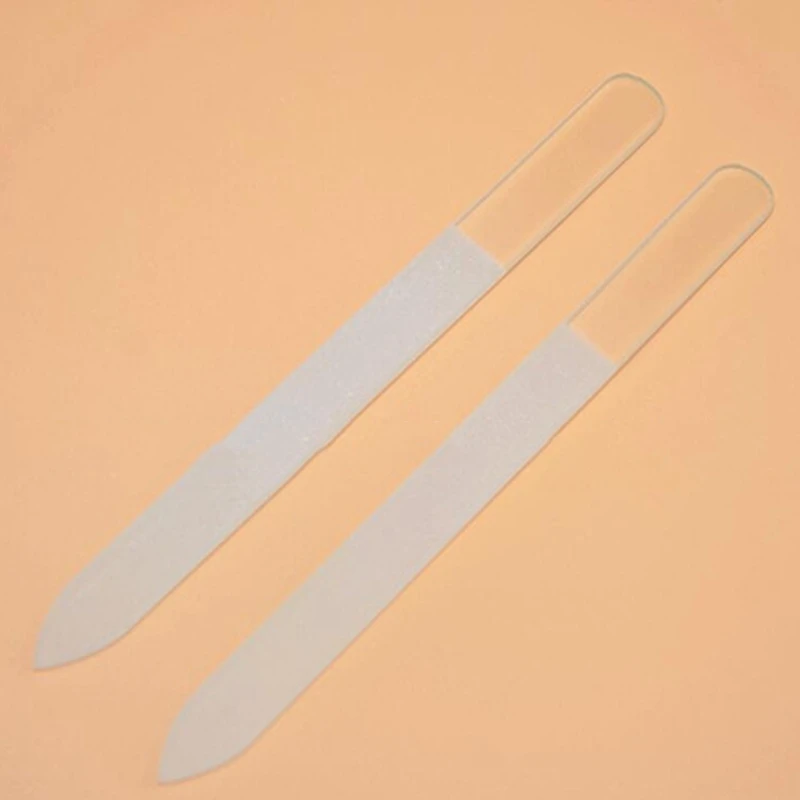 

1 Transparent Crystal Glass Nail File Czech Republic Style With 1 Faux Silver Plated Plastic Hard Case