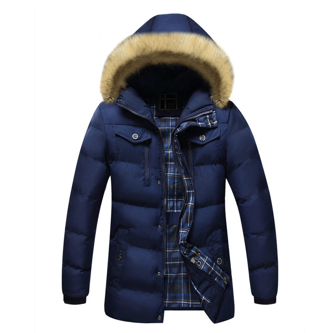 2017 Men Down Jacket Winter Warm Collar Fur Trim Hood Coat Outwear