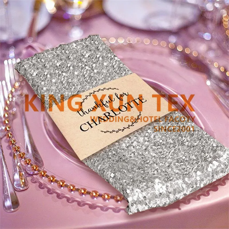 Gold Silver Sequin Table Napkin Table Cloth Napkins For Wedding Event Party Decoration