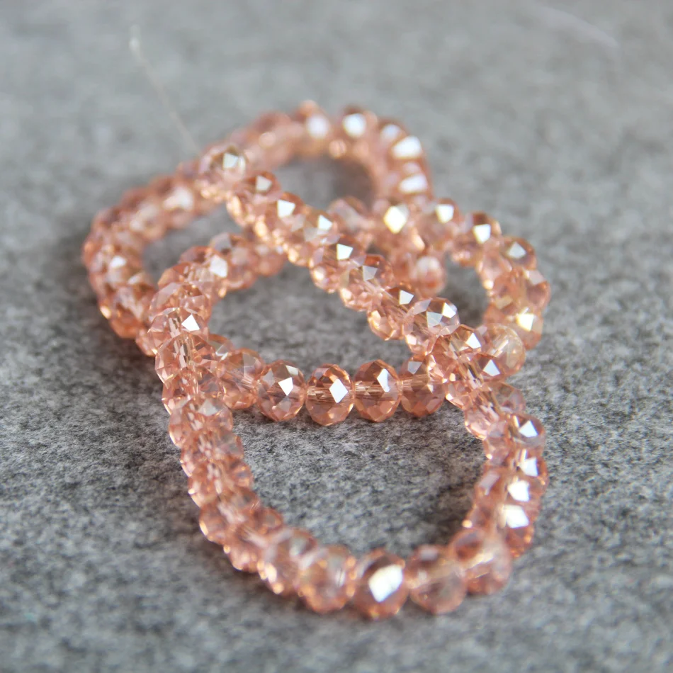 6*8mm Faceted Pink AB+ colorful glass Crystal beads stones loose 15inch