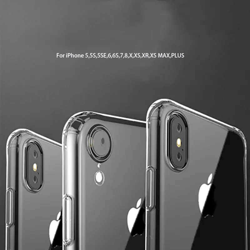 100pcs/lot Clear Silicon Soft TPU Cases For iPhone 7 8 6 6S Plus X XS MAX XR Transparent Phone Case 5 5s SE 7Plus |