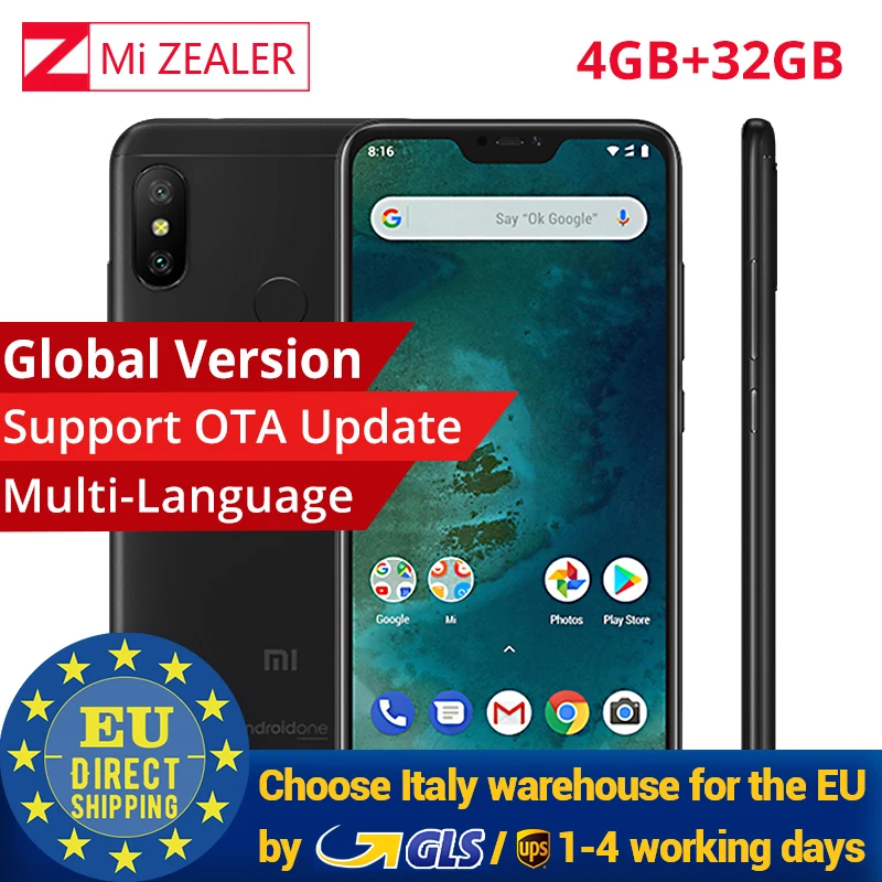 Global Version Xiaomi Mi A2 Lite 4GB RAM 32GB ROM 19:9 Full Screen Snapdragon 625 5.84&quot Dual AI Camera 4000mAh CellPhone | Мобильные