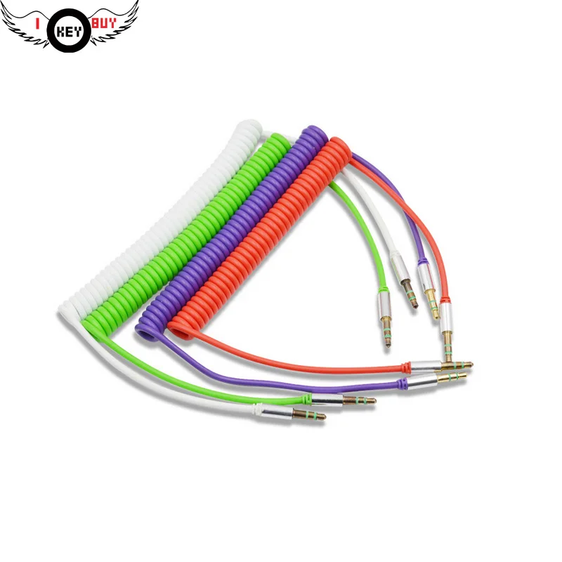 

I Key Buy Free Shipping 1PC Brand New 3.5mm Male To Male Audio Cable AUX Car Kit Retractable Color Spring PVC 150cm