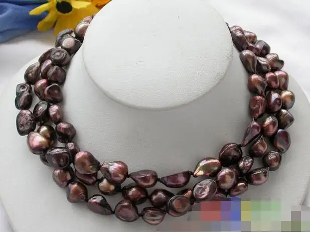 

song voge gem nanJ2017 3ROW coffee baroque freshwater pearl necklace magnet
