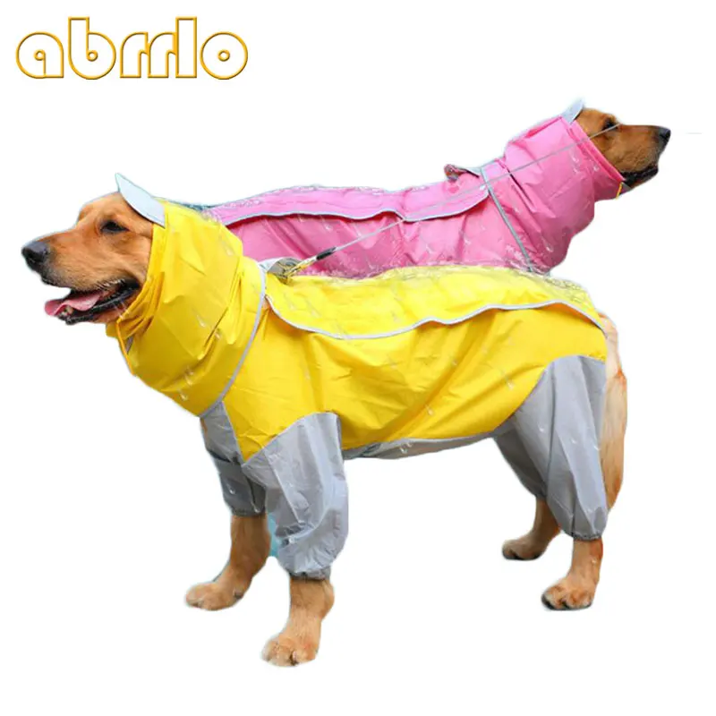 Abrrlo Pet Large Dog Raincoat Waterproof Jumpsuit Rain Jacket Dog