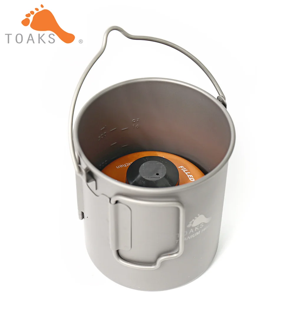 TOAKS POT-750-BH olla de titanio al aire libre Camping colgar utensilios de cocina con mango de la fianza fácil de llevar 750 ml 110g