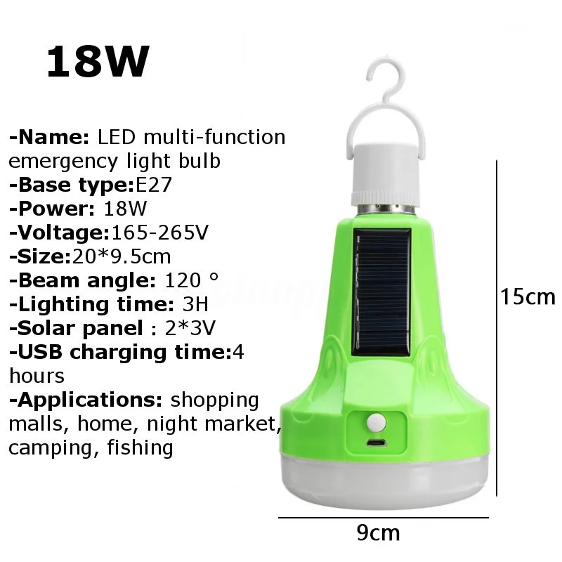 Аварийный светильник s Уличная Светодиодная лампа 12 Вт 18 Вт мини USB зарядка солнечной энергии светодиодный светильник садовая лампа Портативные лампы для рыбалки 165-265 в