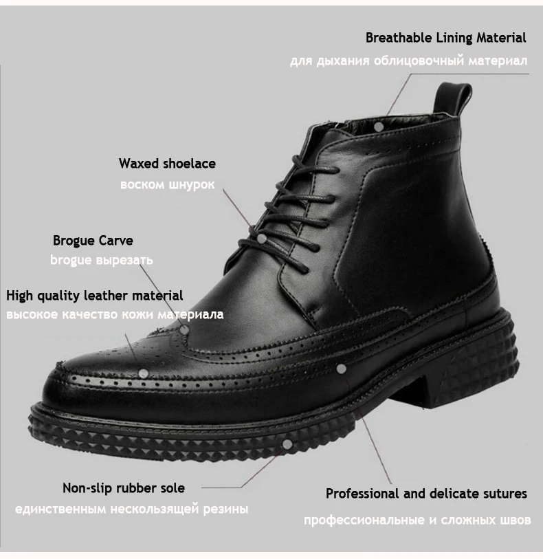 Men's Boot Lace-up Men Boots Genuine Leather Winter Black Chelsea Boots Mens Ankle Military Boots' Men Desert winter shoes mens  (4)