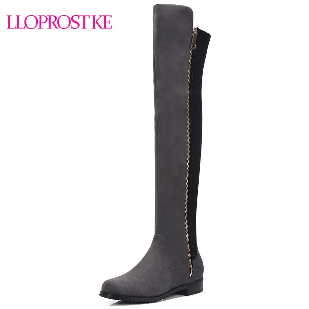 

Lloprost ke hot fashion women shoes round toe med heels platform thick heel knee high boots autumn mix color long boots D137