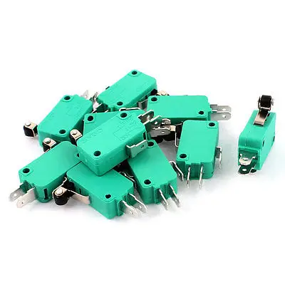 10 Pz Cerniera Corta Roller Arm Spdt 1No 1Nc Lunga Vita Micro Limit Switch Verde Kw3-Oz