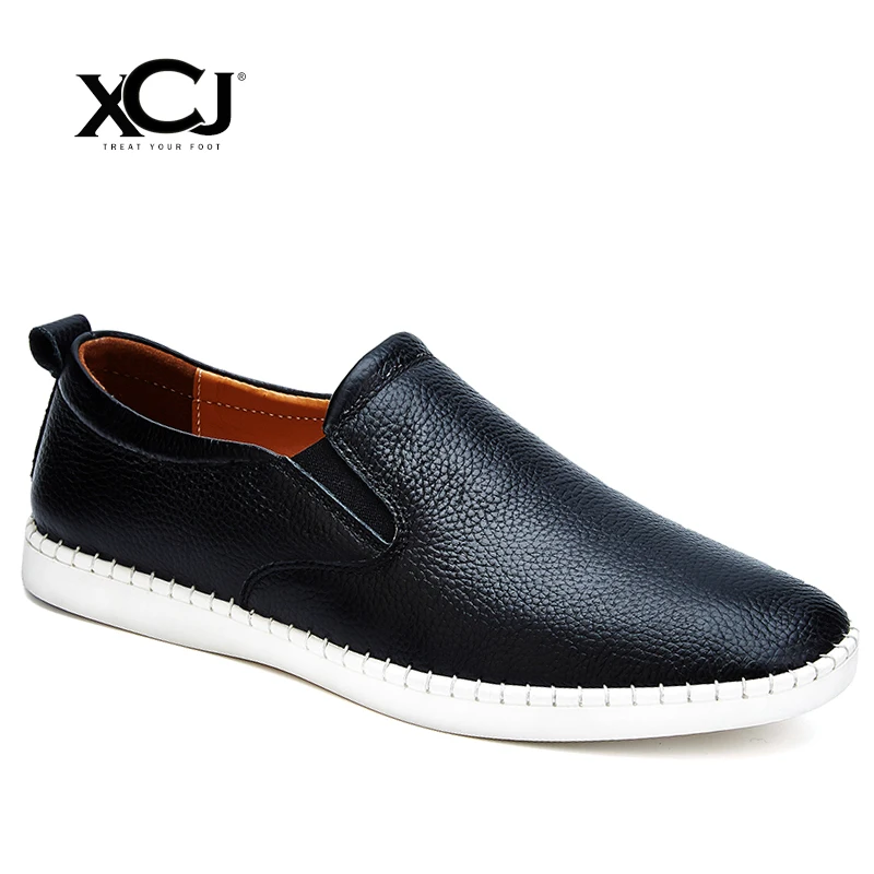 

Men Casual Shoes Spring Autumn Brand Men Shoes Men Sneakers High Quality Genuine Split Leather Plus Big Size Flats Slip On XCJ