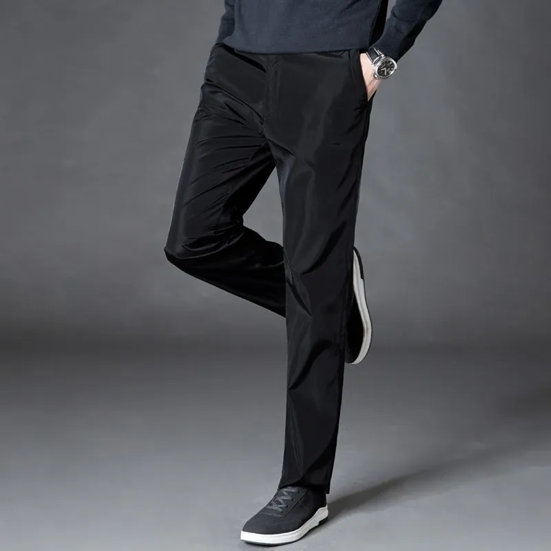 Зимние мужские белые брюки на утином пуху, водонепроницаемые, качественные, с эластичной резинкой на талии, тонкие зимние штаны, со съемным подкладом, PT-363
