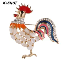 Эмалированная брошь «петух» булавки животные Стразы заколки кристаллы опал кошачий глаз камень Петух Курица брошь петух для женщин ювелирные изделия