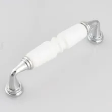 96 мм современная мода белая керамическая мебель ручки Серебряный выдвижной ящик для шкафа Ручка белый фарфор комод шкаф тянуть ручку двери