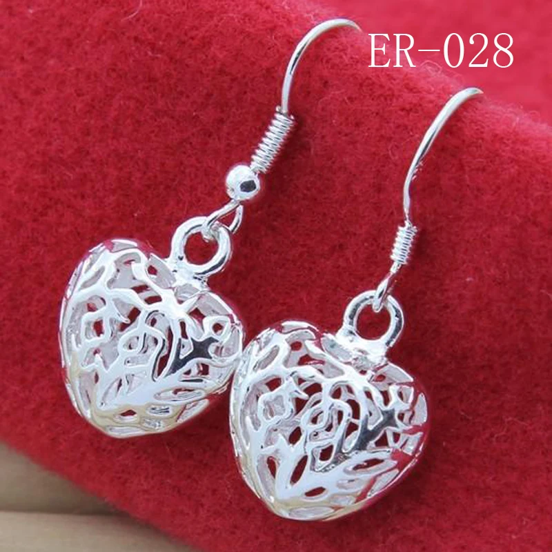 Silver Color Earrings Heart-shaped Hollow Out Solid Collars Character Charm Pendants Engagement Gift | Украшения и аксессуары