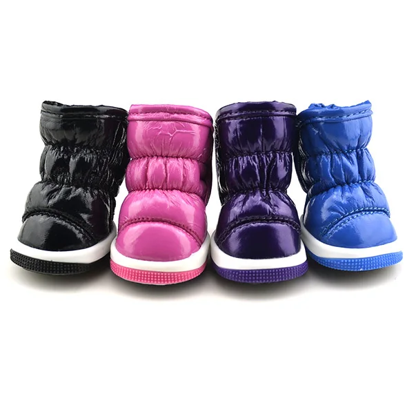 One Set/4pcs Pet Puppy Shoes Small Dog Ruffle Soft Pu Leather Winter