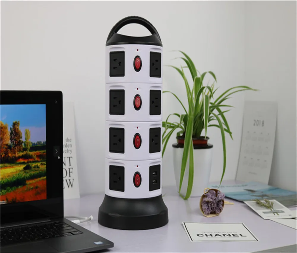 PLYMOTON Tower power Strip вертикальный Набор розеток для защиты от перенапряжения США Удлинитель сетевой ленты адаптер