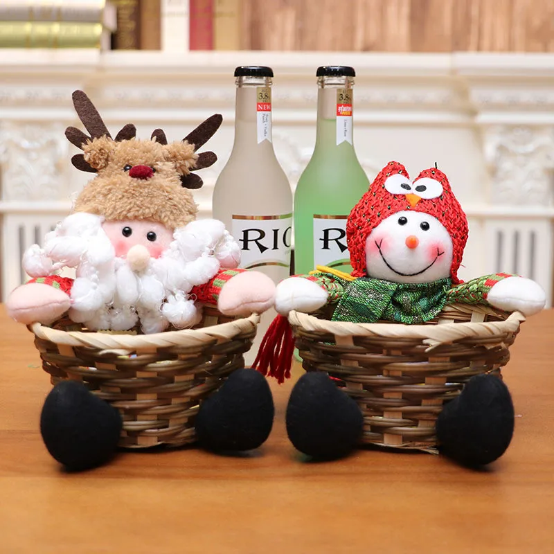 

Navidad 2020 New Christmas Candy Basket Christmas Desktop Decoration Children's Candy Fruit Frame Christmas Decorations 15x13 Cm