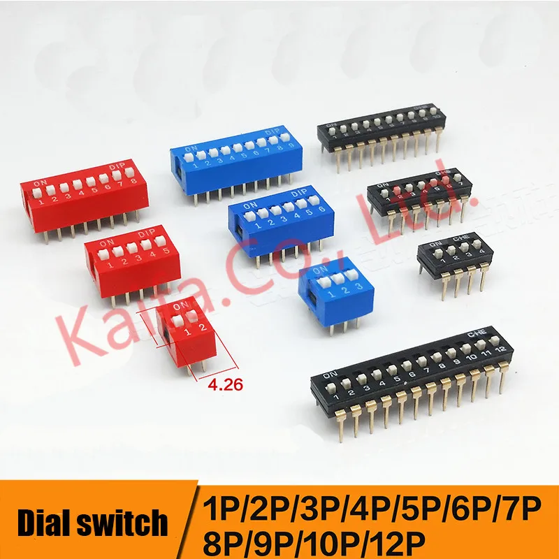 

10pcs/lots Direct dial code switch DIP switch DP-1P 2P 3P 4P 5P 6P 7P 8P 9P 10P 12P 2.54MM DS pitch Side