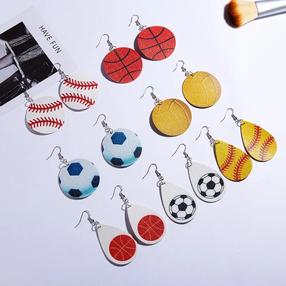 Rinhoo 1 пара простая Капля воды круглая геометрическая форма футбол волейбол висячие серьги с рисунком для женщин модные украшения подарок