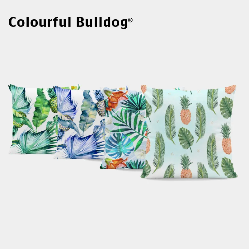 

Colored Pineapple Throw Pillow Cases Flowers Palm Leaves Cushion Covers Blue Yellow Green Grey 43*43 cm Home Office Couch Decor