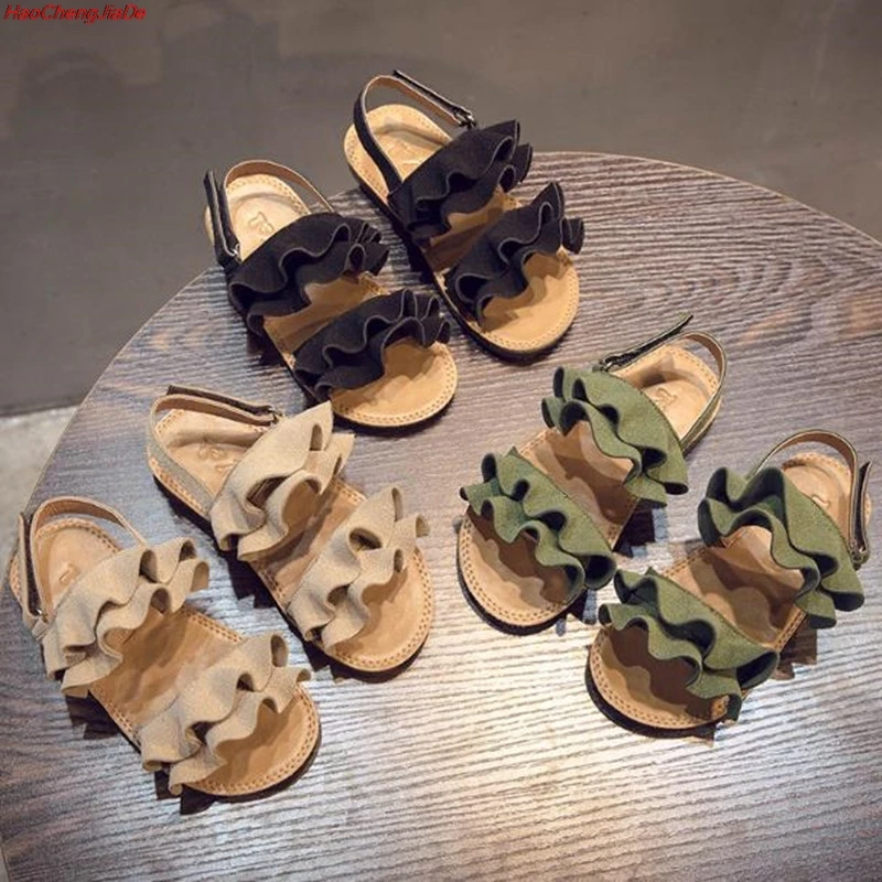 

HaoChengJiaDe Sandals Girls Children Summer Shoes Kids Sandals For Girls PU Leather Flowers Princess Shoes Girls Sandals