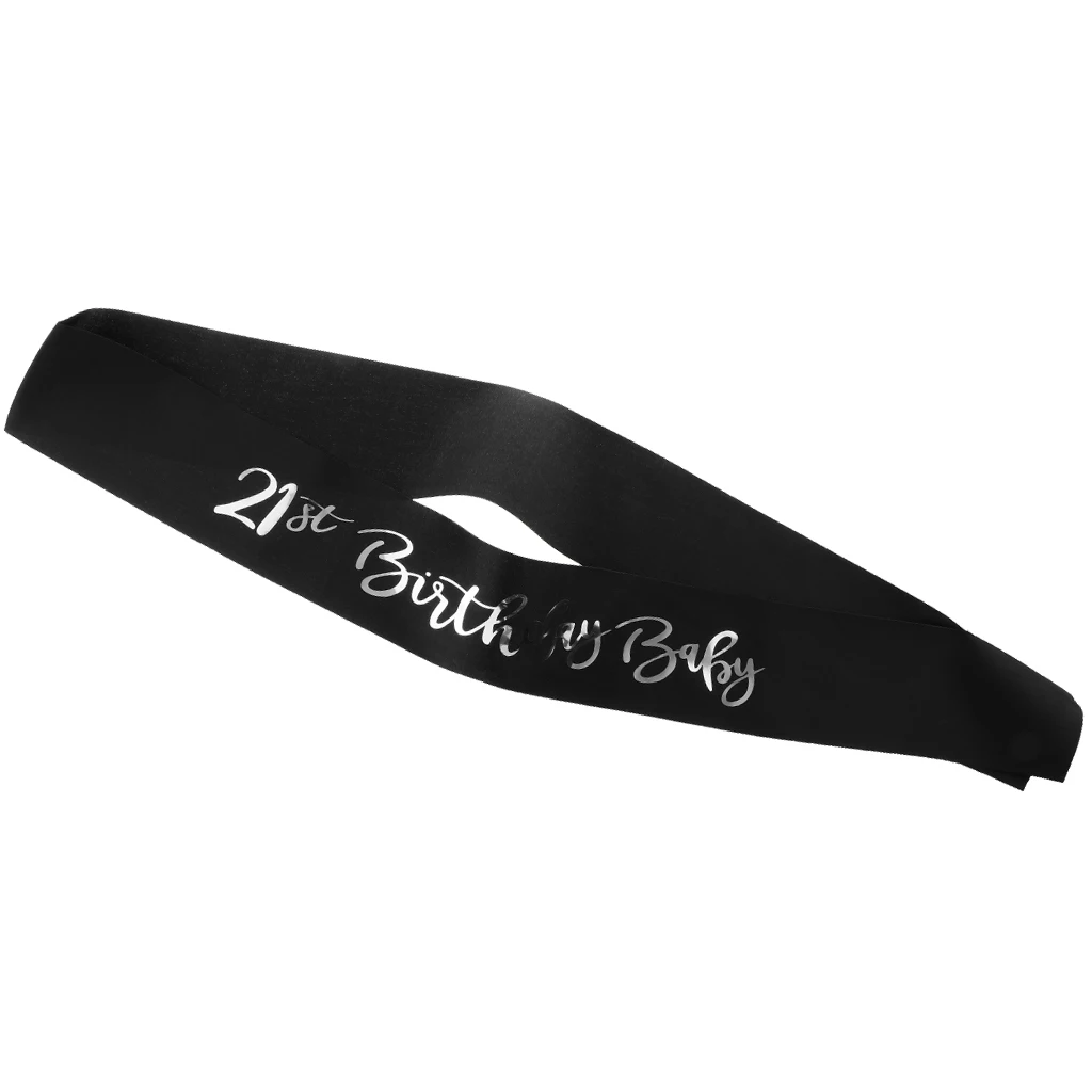 21st Birthday Baby Glitter Satin Sash Princess Happy Birthday Party Celebration Supplies adult Party Decoration Gift Black Pink 