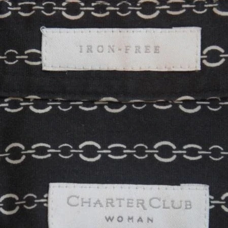 CHARTER CLUB Womens 14 14W LS Button Down Dress Shirt Black Grey Chain Stretch (4)