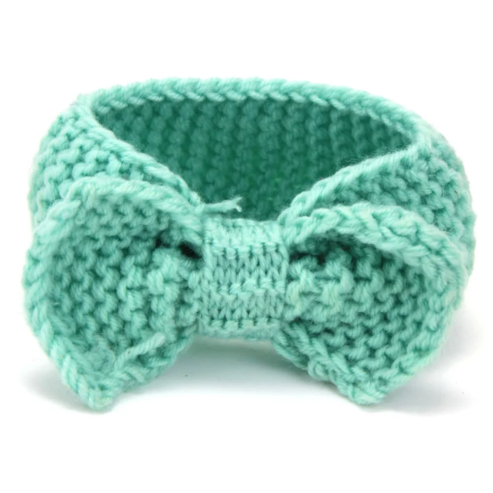 Mint Green Милая эластичная повязка на голову для маленьких детей, для большого чалма с бантиком, вязаная повязка для волос «кроше», HATYS0327 - Цвет: Mint Green