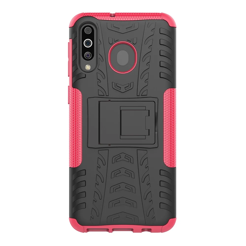 Для samsung Galaxy M30 A40S Силиконовый прочный жесткий пластиковый чехол чехлы для телефонов samsung M30 A40S с держателем задняя крышка оболочка - Цвет: Розовый