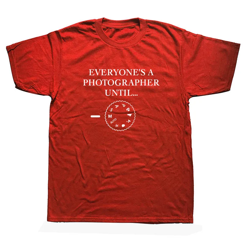 Все фотографы пока футболка уникальные мужские футболки хлопок - Цвет: red