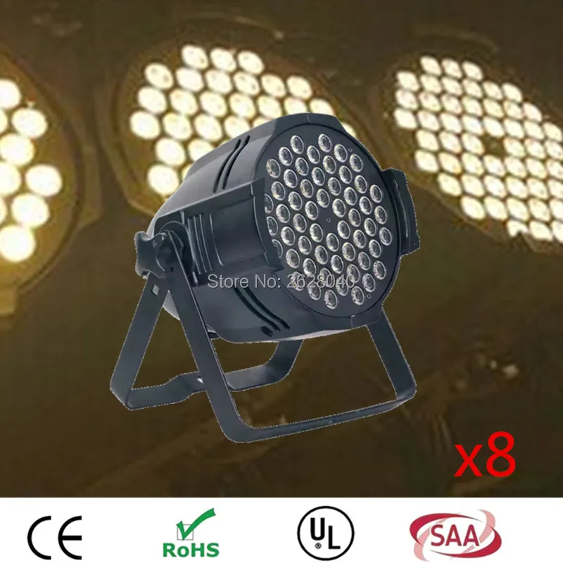 

(8 pieces/lot) Home disco equipment RGB 3in1 54x3W DMX 512 Control DJ PAR DMX LED party Light in stage ligthing effect
