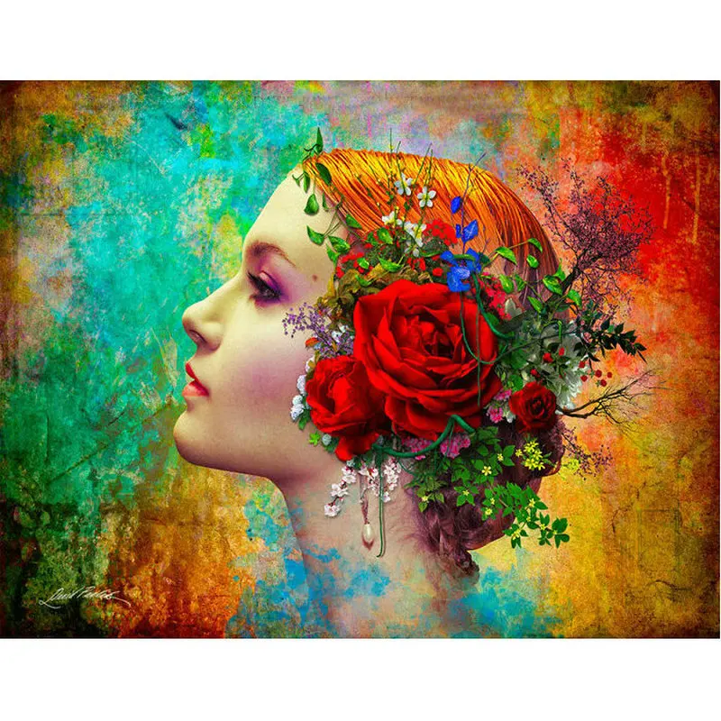 

DIY 5D drill resin Mosaic Woman and rose full square Diamond Painting Cross Stitch Kits Diamond Embroidery Pattern Rhinestones