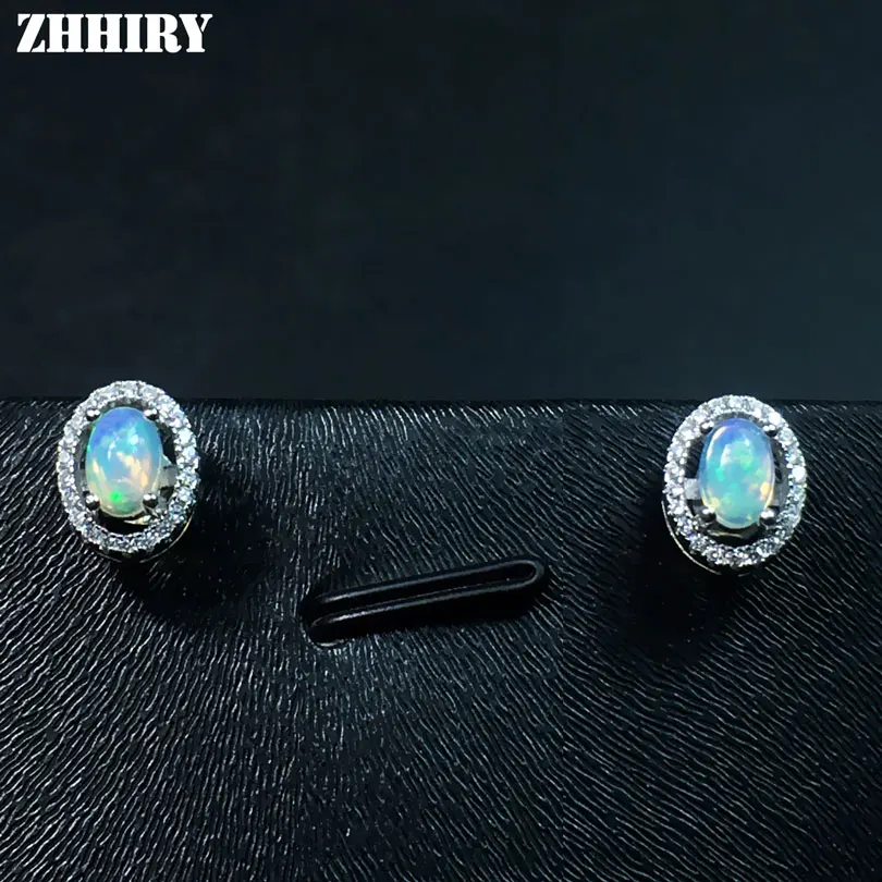 Женские серьги с натуральным огненным опалом ZHHIRY цельные из настоящего камня