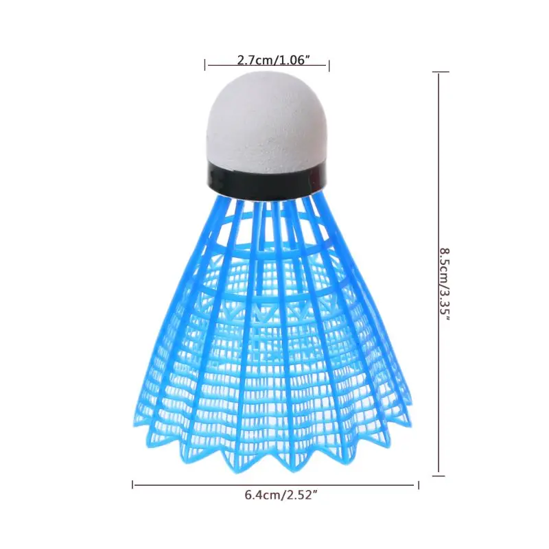 4pcs Colored Plastic LED Luminous Badminton Dark Night Glow Lighting Shuttlecock Y51D