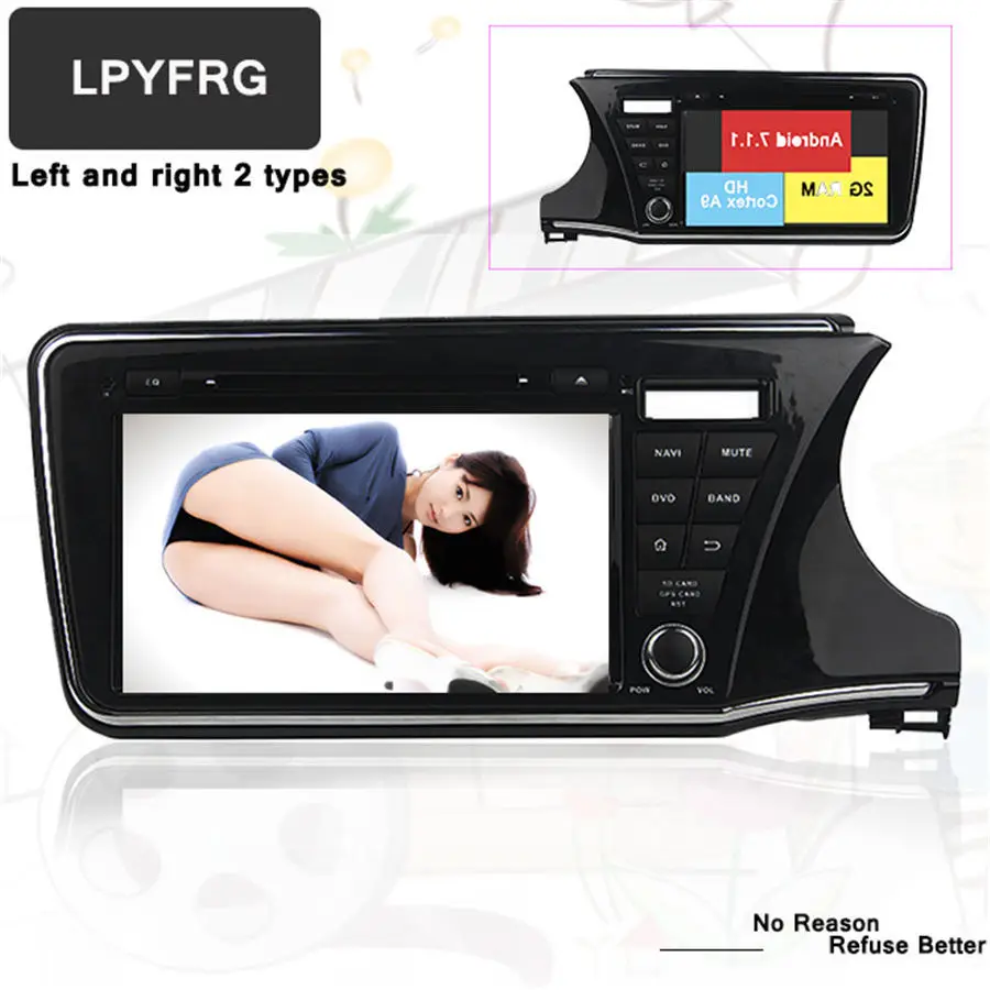 Sale 2GB RAM 9 inch 2 din Android 7.1 Car Radio DVD player GPS For Honda City 2014 2015-17 Multimedia Navigation Head Device With DAB 1