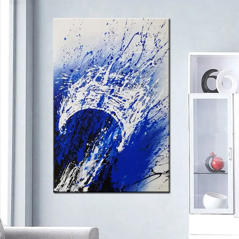 

Handmade Modern Home Decor Wall Art Pictures Handpainted Abstract Oil Paintings on Canvas Large Graffiti Blue Painting Gifts