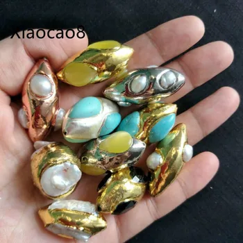 

10Pieces Nature Pearl and Nature Stone Separate Beads for Making Earrings Womens Necklaces High Quality DIY Jewelry Accessoires