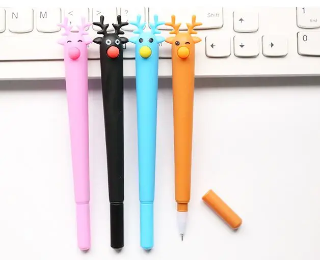 500 шт милые каваи гелиевая ручка лося рождественские пластиковые ручки корейские канцелярские принадлежности