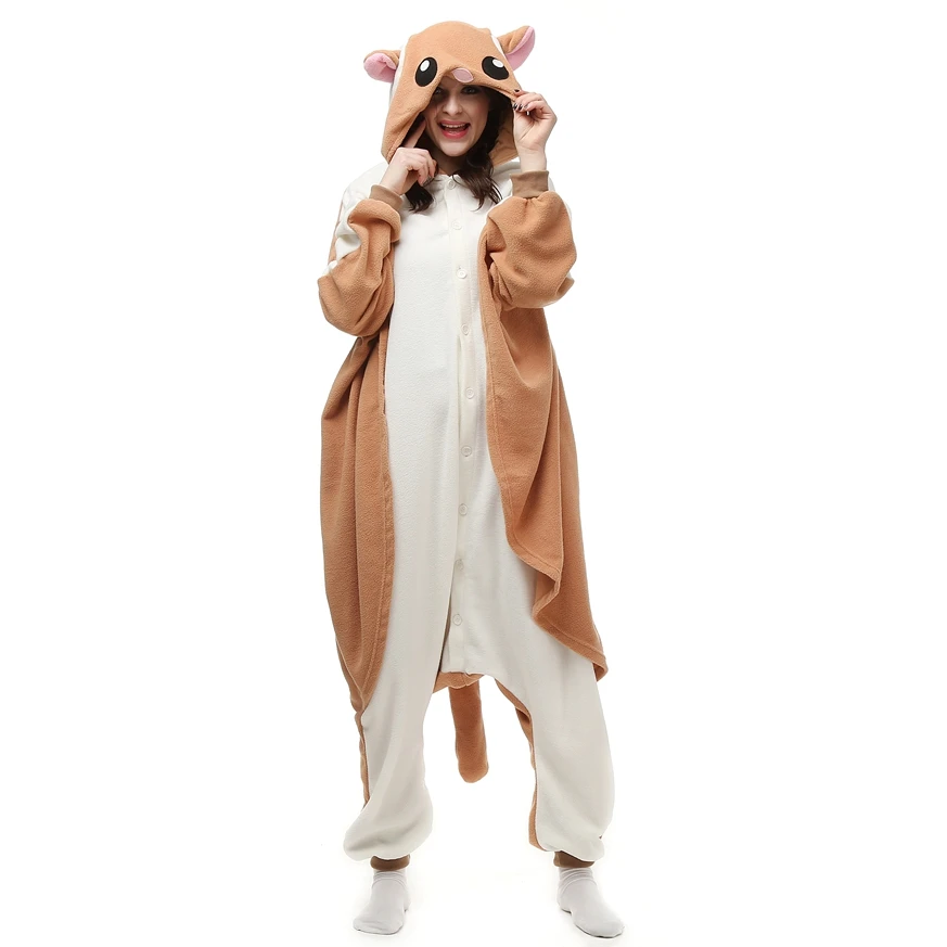 Adult Polar Fleece Kigurumi Sugar Glider Rat Costume Women Cartoon